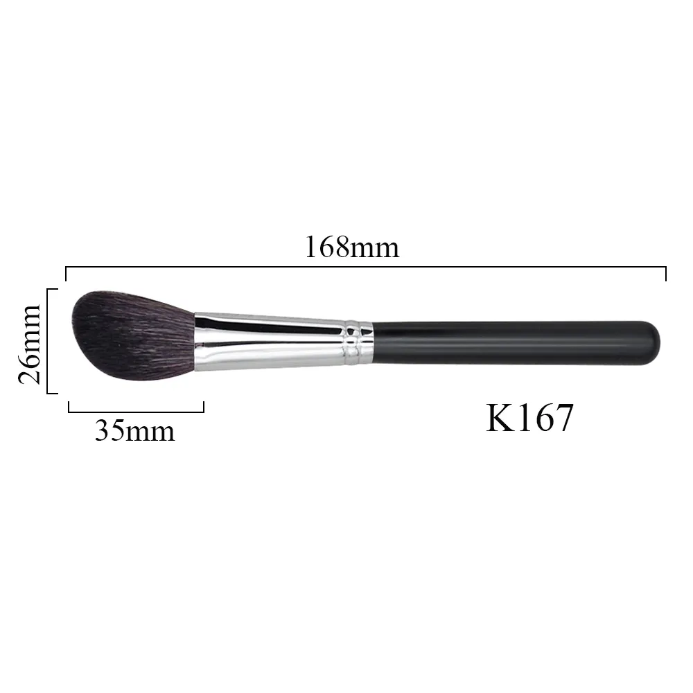 K167 Kuas Makeup Buatan Tangan Profesional Kuas Pemahat Kontur Siku Rambut Kambing Tupai Biru Lembut Kuas Rias Gagang Hitam