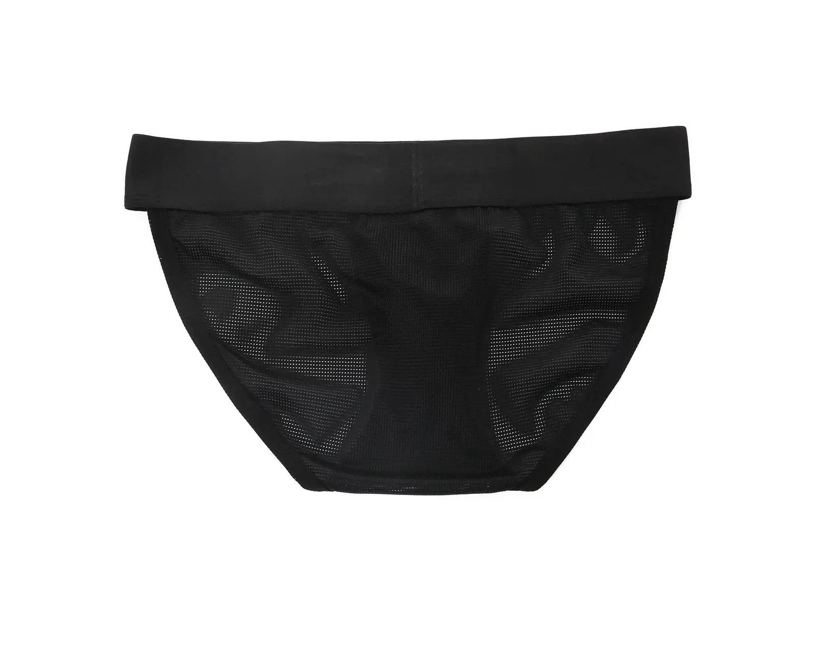 Briefs Men Underwear Hollow Pouch Mesh Underpants Man High-cut Wide Waistband Brief Metal Buckle Decor