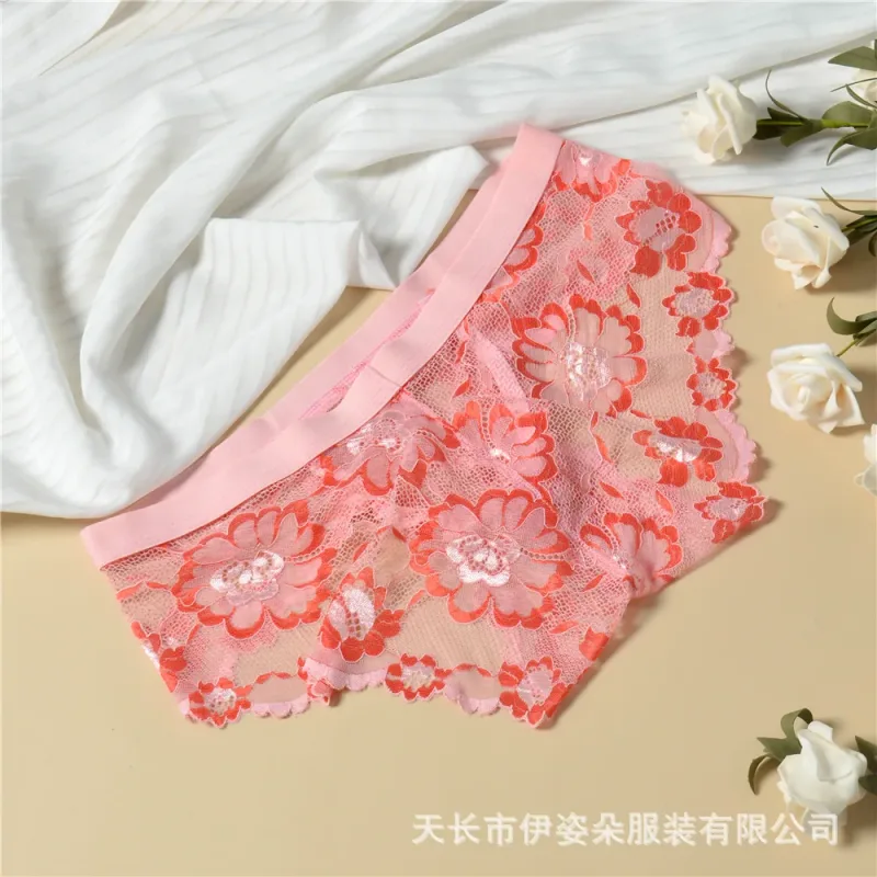 Lace Sexy Underwear Smooth Mens Pouch Panties Perspective Thin Floral Man Briefs Temptation Mesh Low Rise Breathable Underpants