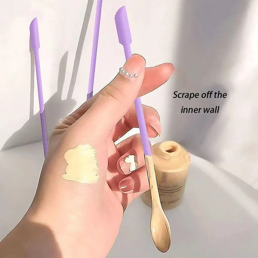 3pcs Portable Mini Silicone Scraper Soft Lengthened Face Mask Brush Double-head Jam Scraping Spoons Set ng Makeup Brushes