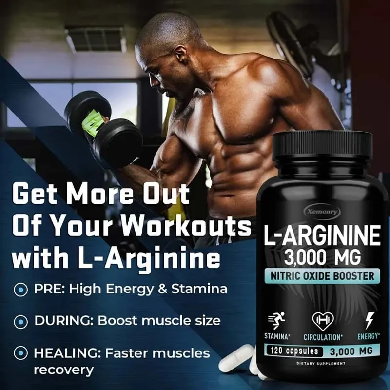 Κάψουλες L-Arginine 3000mg - Ενισχυτικά μονοξειδίου του αζώτου - Βελτιώνουν την απόδοση της ενεργειακής αντοχής Δόμηση μυϊκής μάζας