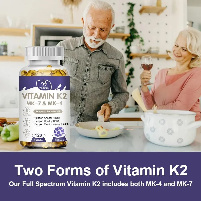 ויטמין K2 (MK7 ו-MK4) עם תוסף D3- תומך בעצמות חזקות ובריאות לב וכלי דם במוח