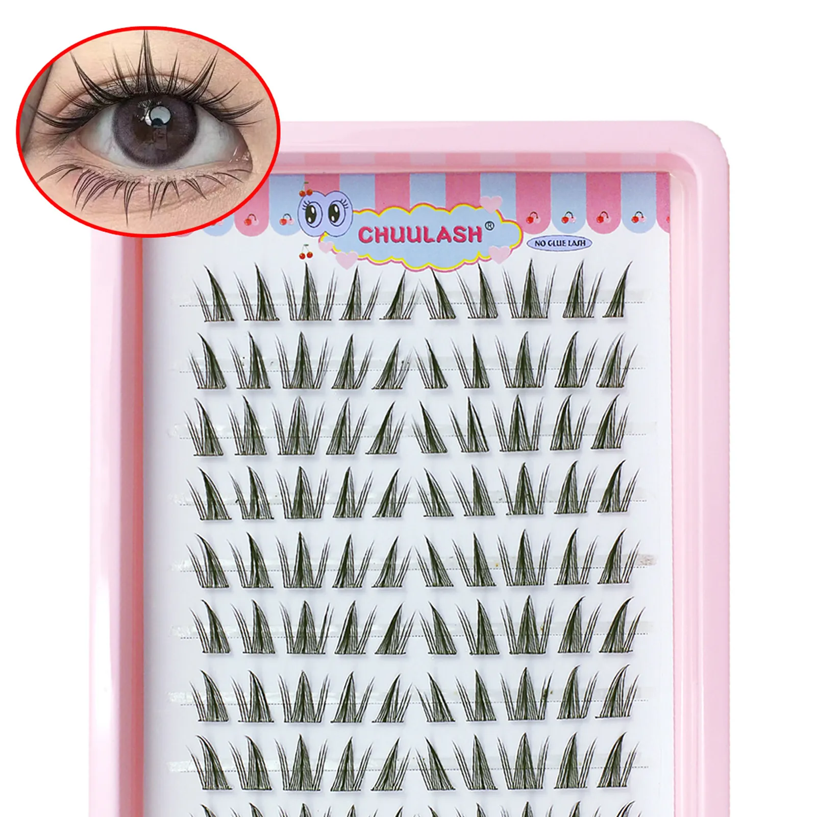 10 σειρές Cat Eye Single Cluster Fake Βλεφαρίδες Φυσικό μακιγιάζ Cosplay Ψεύτικες βλεφαρίδες Αυτοκόλλητο Φυσικό Wispy Lash Extension