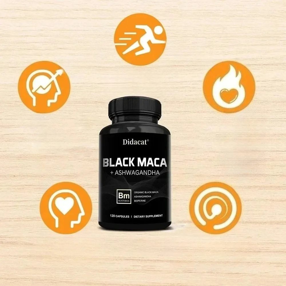 Organic Black Maca + Ashwagandha - Κάψουλες Black Maca υψηλής συγκέντρωσης για άνδρες που υποστηρίζουν την αντοχή και τη ζωτικότητα