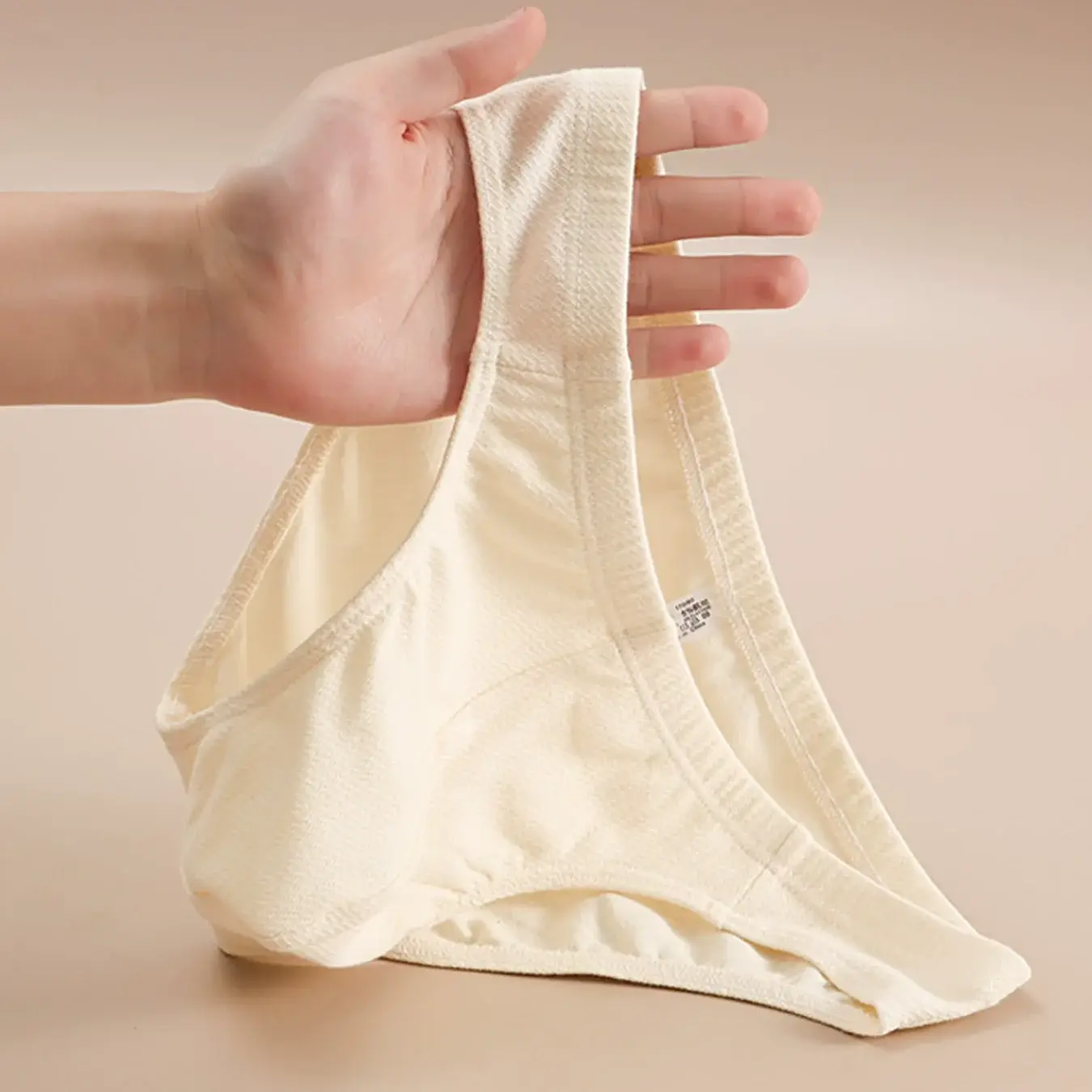3-teiliges Herren-Slip-Set aus strukturierter Baumwolle mit niedriger Taille – minimalistische, einfarbige Unterwäsche (Beige/Weiß/Hellgrau)