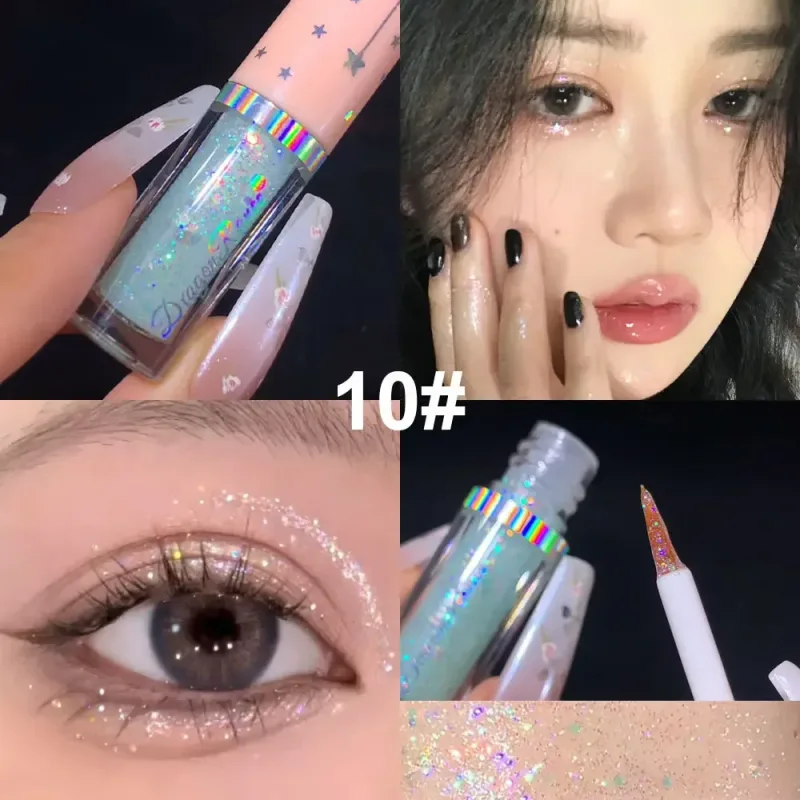 נצנצים כחולים נוזלי Eyeshdaow גליטר ג'ל מבריק מתכתי אייליינר עט יהלום שימר עמיד למים עיניים כלי איפור מסיבת יופי