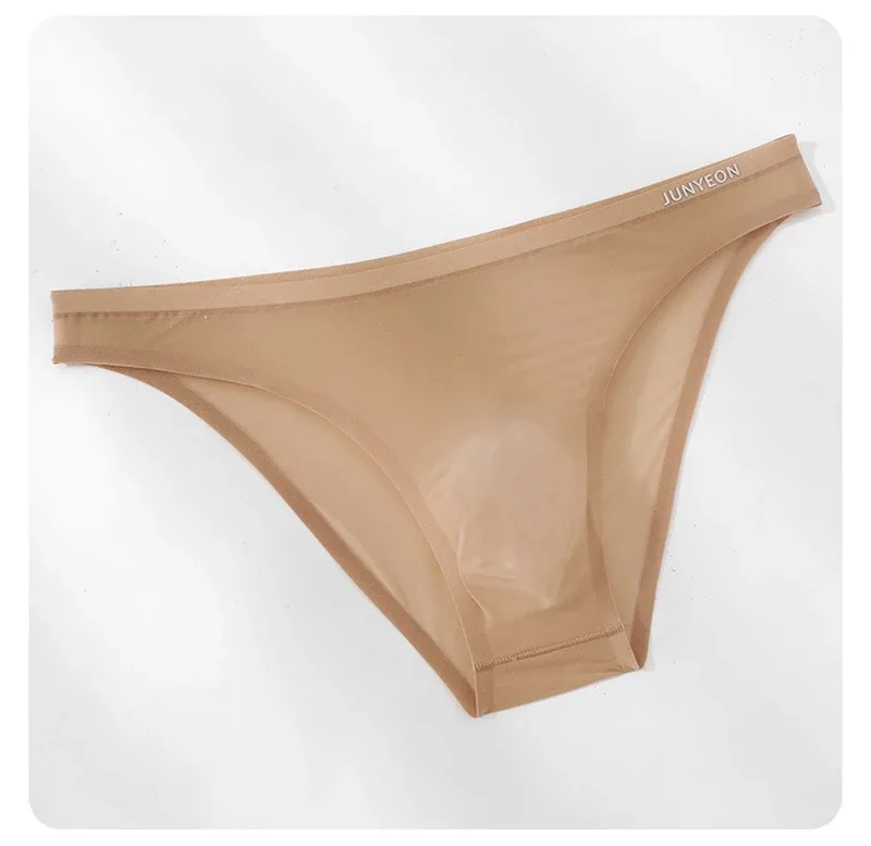 Seamless Quick Drying Men Briefs Underwear Solid Color Ice Silk Ultra-thin Underpants Sexy Breathable 3D Pouch Panties Undies