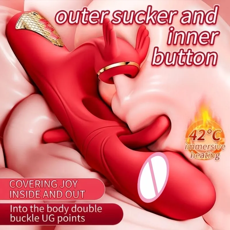 4in1 Thrusting Dildo Vibrator για γυναίκες Θερμαντικός Κηλιδωτής G Picking Clitoris Stimuler Κολπικό μασάζ Παιχνίδια σεξουαλικής επαφής Γυναικείο αυνανισμό