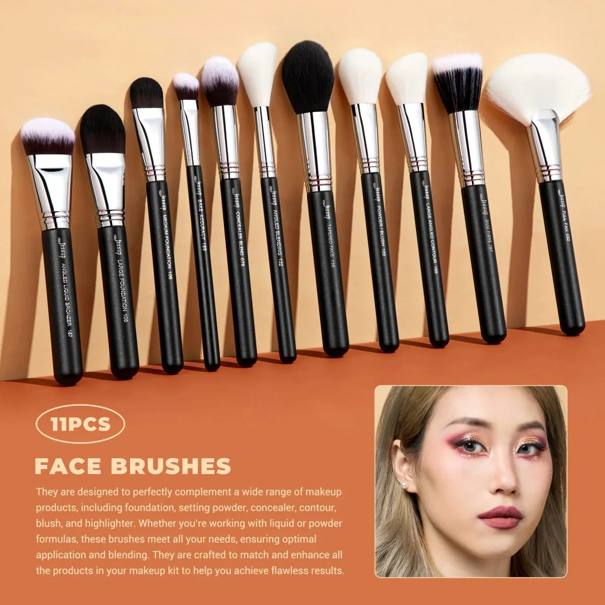 Jessup Makeup Brushes Set Professional 35pcs Premium Synthetic Labeled Make up Brush para sa Foundation Eyeshadow Concealer Contour