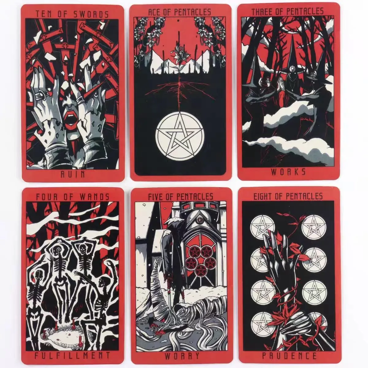 Elveszett üreges tarot pakli 80 kártya gótikus sötét művészet Orákulum jóslás útikönyvvel angol jóslás kártyák boszorkány ajándék
