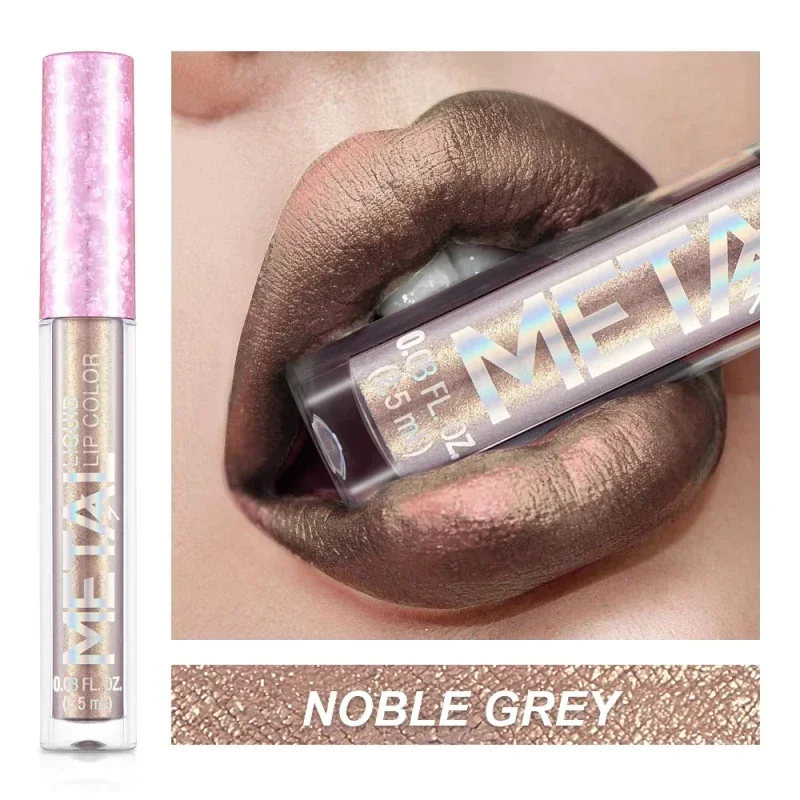 Lipstik Cair Matte Metalik Tahan Air Tahan Lama Antilengket Matte Berkilau Lip Gloss Makeup Bibir Wanita 12 Warna