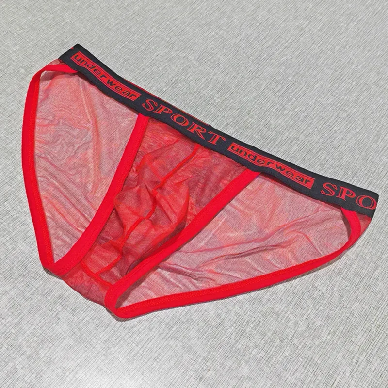 1pc Men Rose Printed Briefs High Fork Perspective Underwear Sexy Mesh Sheer Panties Breathable Comfortable Underpants