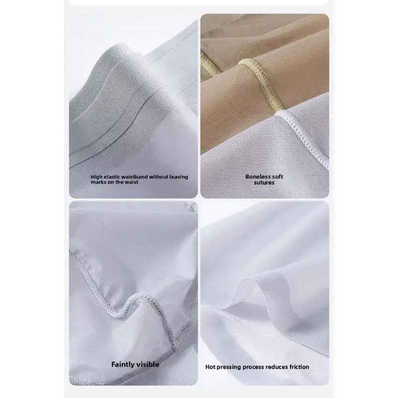 Men's Transparent Boxer Briefs Lightweight Elastic Mid-Waist U-Convex Seamless Thin Perspective Shorts for Comfortable Fit