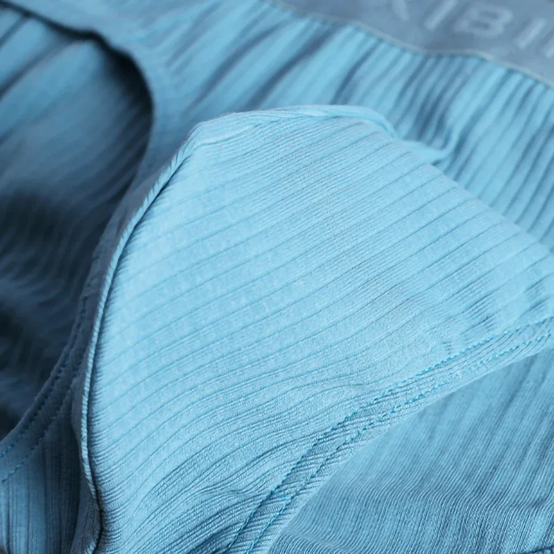 4-Piece Men's Cotton Ribbed Briefs Set - "XIBINDI" Embossed Waistband Underwear (Blue/White/Gray/Pink)