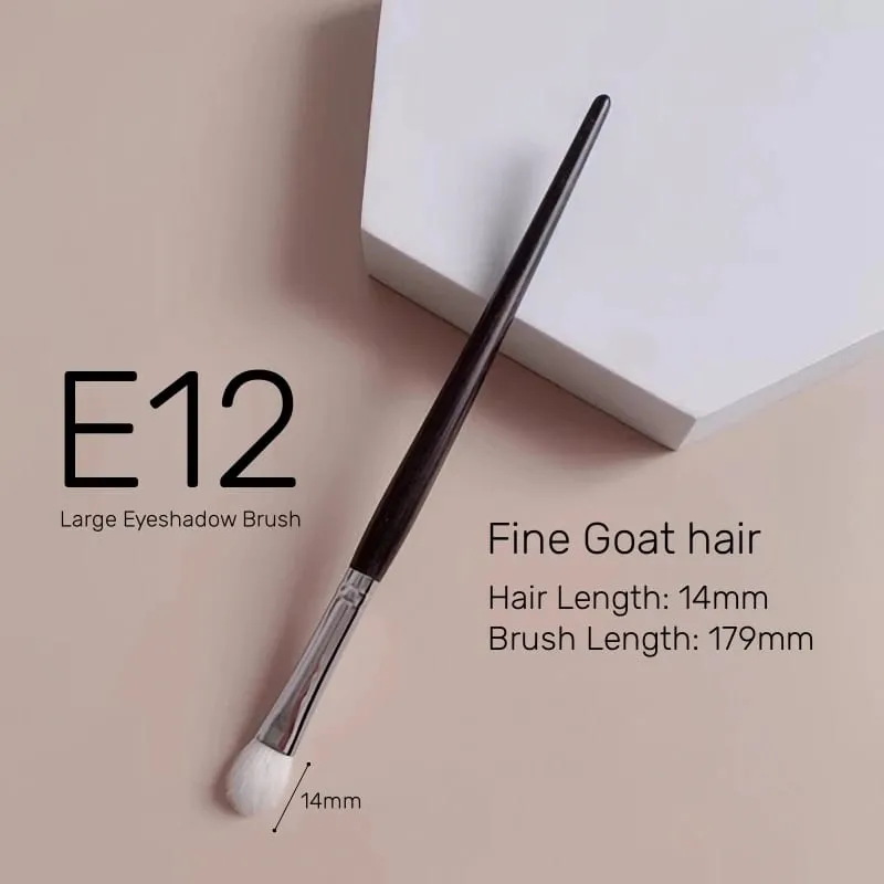 Kuas Rias Eyeshadow Mewah Alami Halus Rambut Kambing Eboni Menangani Kuas Pencampur Eye Shadow Alat Kecantikan