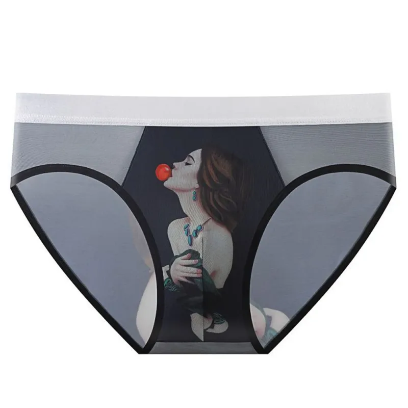 Novelty Cartoon Mesh Briefs Men Underwear NEW 2026 Male U Convex Pouch Underpants Plus Size XL-4XL