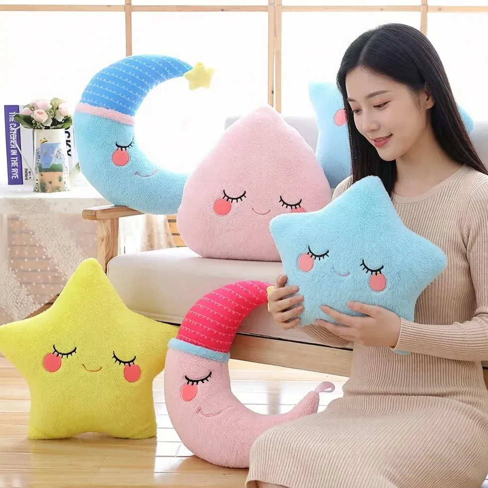 Fantastic Star Cloud Moon Rainbow Plush Pillow Stuffed Sky Natural Cushion Yellow Pink Blue Shy Emotion Plushie Decoration Gift
