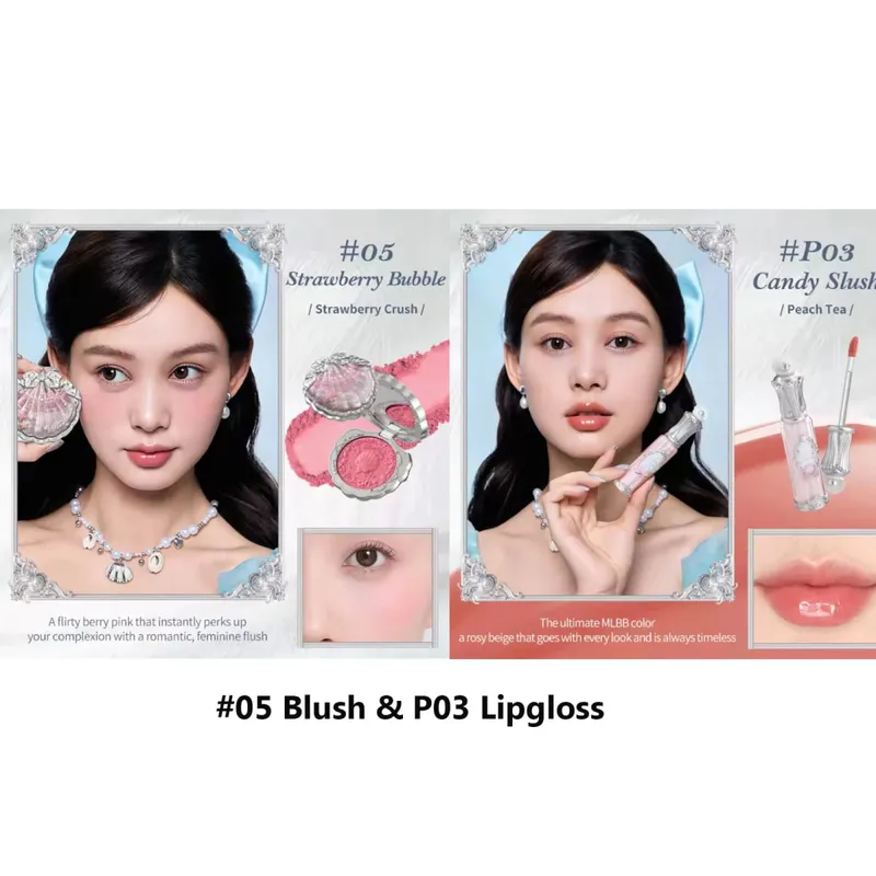 Σετ δώρου μακιγιάζ Flowerknow Shell's Jewel Eyeshadow Blush Lip Glaze Setting Powder Correcting Primer For Women Full Kit