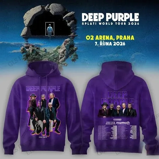 Rock Deep Purple Splat World Tour 2026 הדפסת 3D קפוצ'ונים גברים נשים אופנה להקת קפוצ'ונים סווטשירט גברים בגדי אימונית מולטום