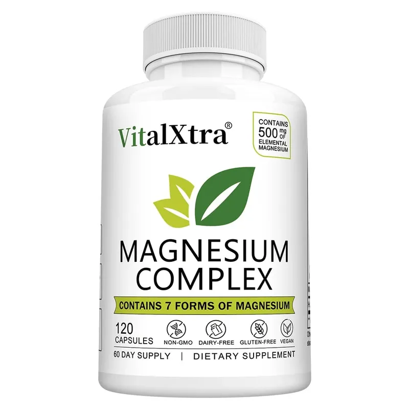 Magnesium Complex Supplement 7-in-1 Bisglycinate Chelate Oxide Malate Orotate Taurate Citrate Magnesium for Calm Sleep