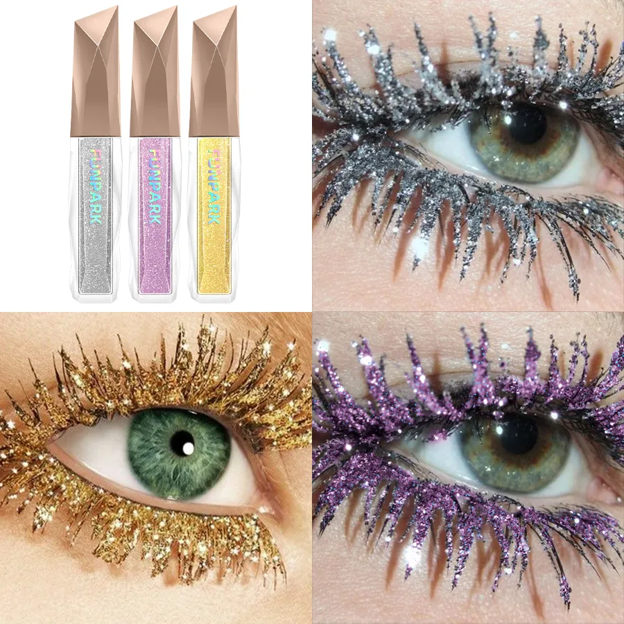 1db vízálló Diamond Shine Volume Curl szempillaspirál-Glitter Snow Effect szempilla sminkhez Női kozmetikai maszatálló szempillaspirál