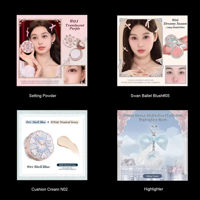 Flower Know Little Angel Collection Kotak Hadiah Makeup Eyeshadow Blush Cream Matte Lipstik Highlighter Kit Lengkap Semua Dalam Satu