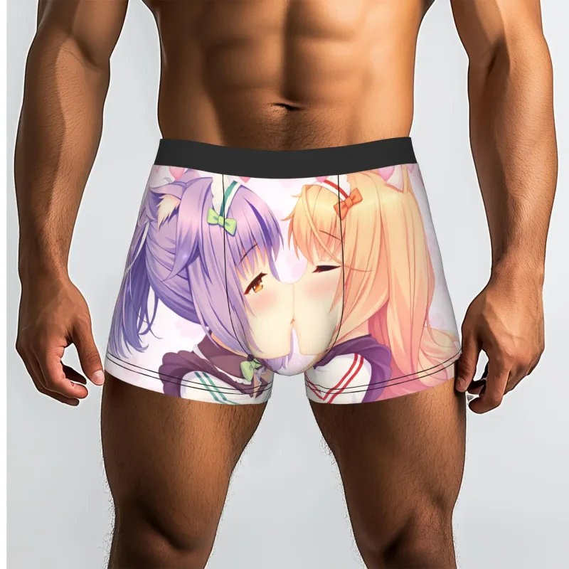 Anime N-Nekopara Chocola Vanilla Underwear Men Printed Game Boxer Briefs Shorts Panties Soft Underpants