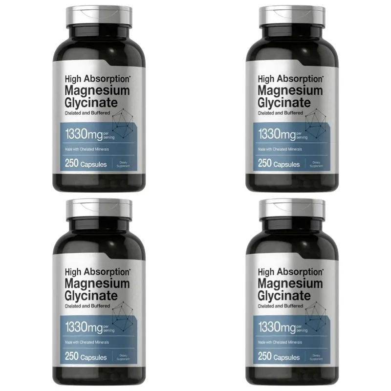 Magnesium Glycinate 1330mg (Elemental Magnesium) 250 Capsules Chelated Buffered Minerals Non-GMO Gluten Free Dietary Supplement