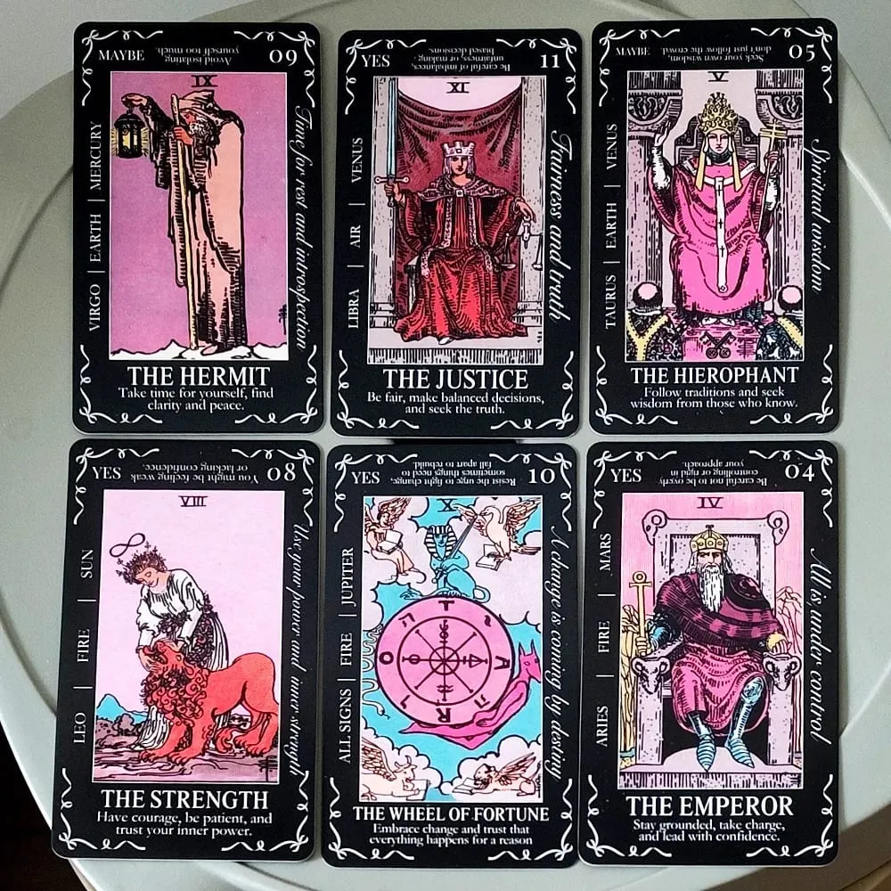 Kezdőknek szóló tarotpakli bádogdobozban, 11*6,2 cm-es, 78 darab, asztrológiai és számmisztikai betekintést tartalmazó Tarot kártyákkal.