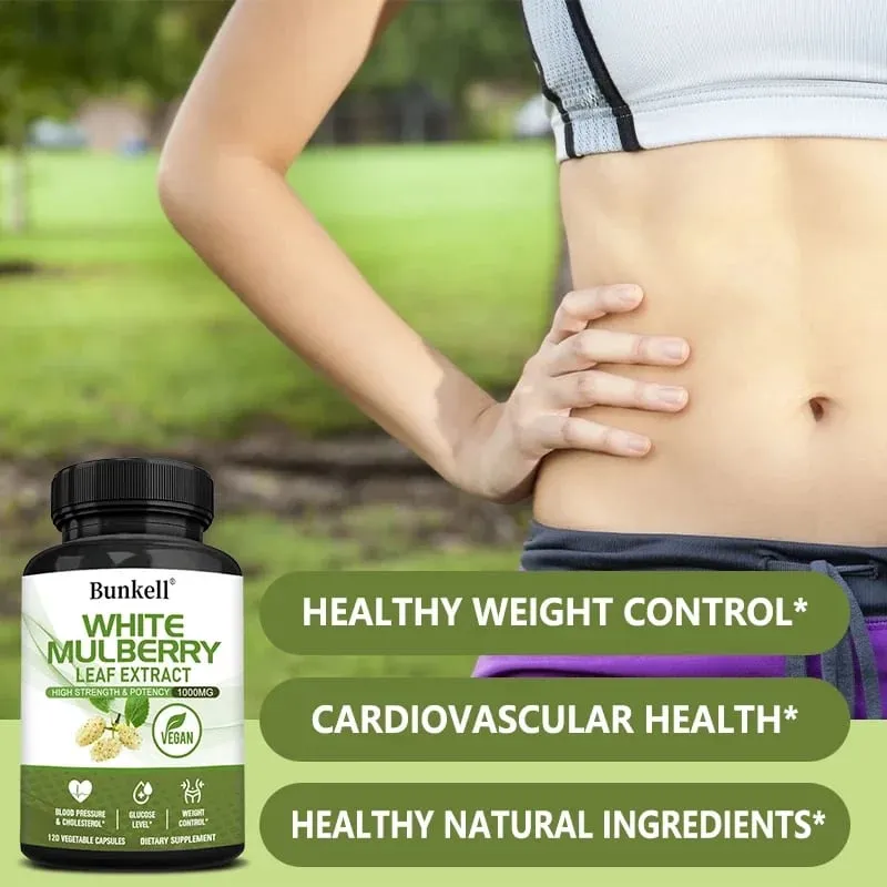 White Mulberry Leaf Extract 1000mg - 120 Capsules White Mulberry Leaf Non-GMO Gluten-Free Supplement High Strength & Potency
