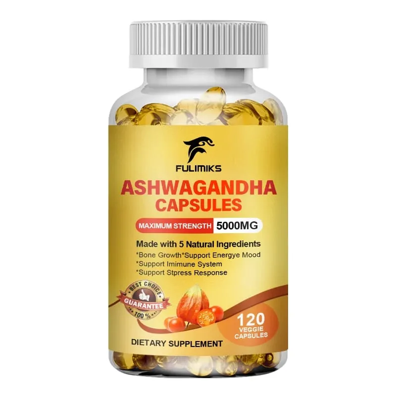 5000mg Ashwagandha Extract Capsules Help Deep Sleep Health Brain and Memory and Mental Stress Support Dietary Supplement