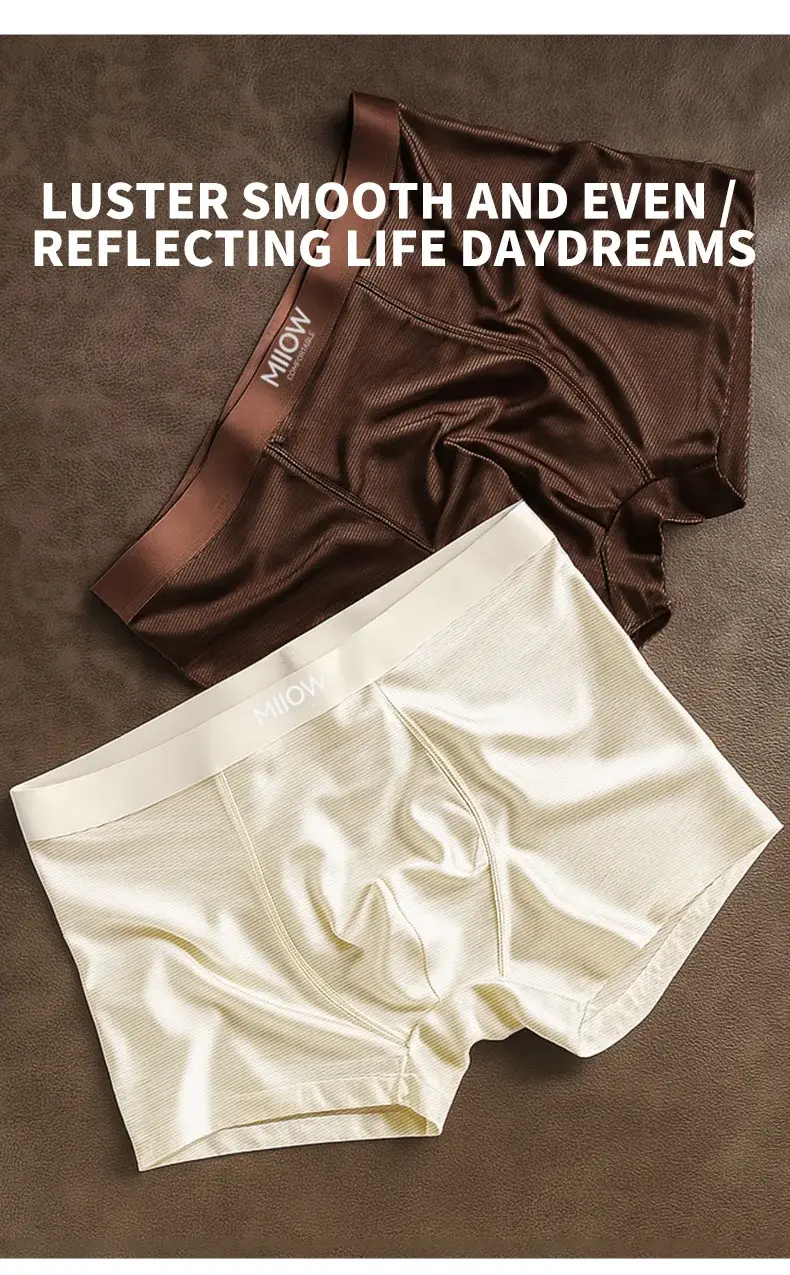 MiiOW 3Pcs Satin Cool Ice Silk Men Underwear Boxers 10A Antibacterial Men's Panties Summer Silky Breathable Man Underpants Boxer