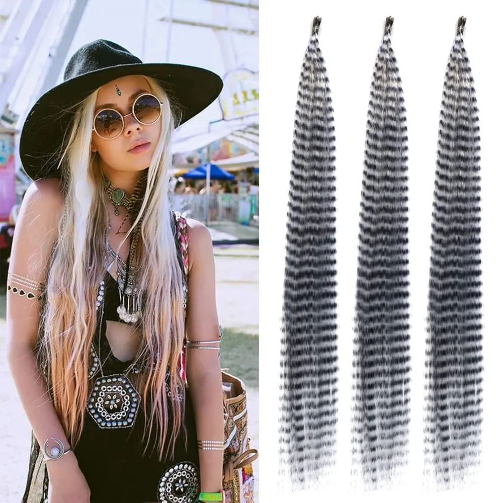 30roots Colored Synthetic Feather Ripe Extension μαλλιών 16 Inch I Tip Party Cosplay For Music Festival Halloween Christmas