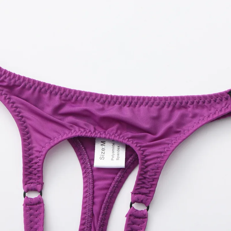 Sexy Men Underwear Thongs with Front Open Pouch Low Rise Fit High Elastic Stretch for Club Party 95%Polyester+5%Spandex