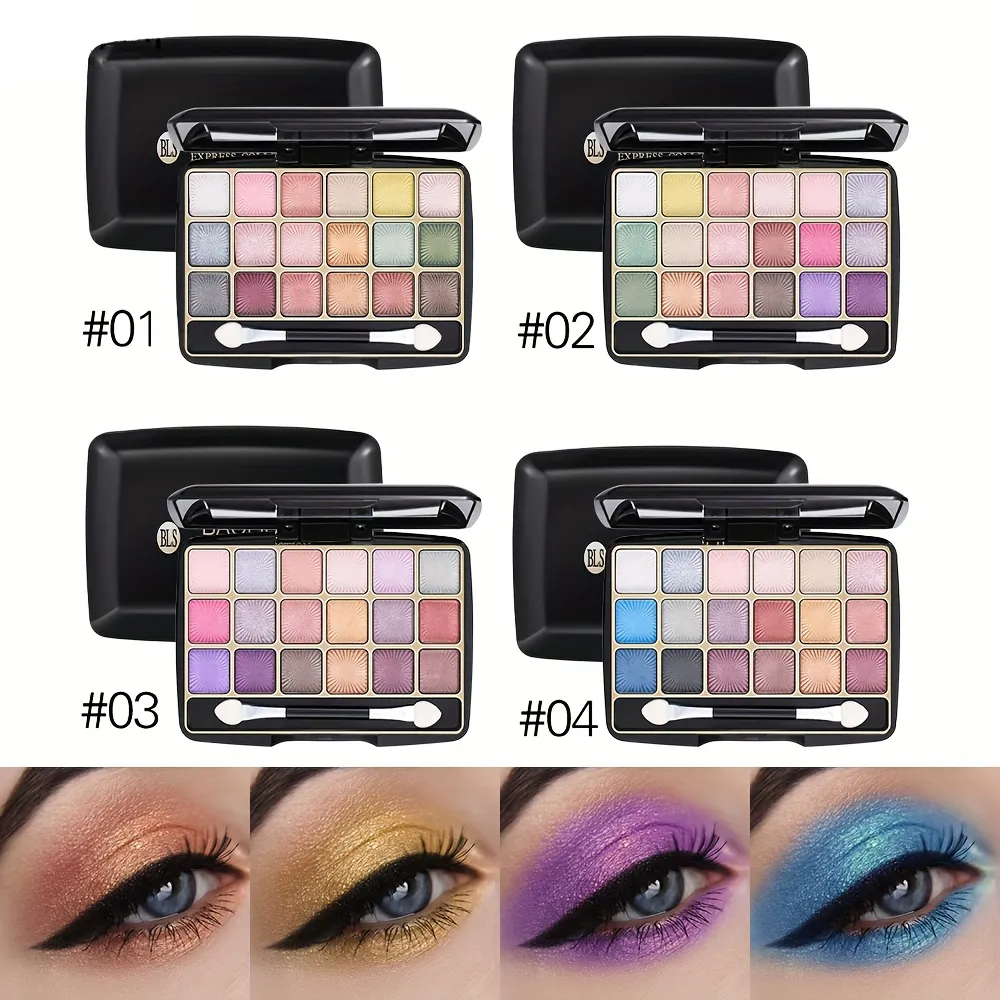 Παλέτα ματιών ματιών Shimmer 18 χρωμάτων με διπλό πινέλο σκιών ματιών παλέτα μακιγιάζ ματιών Glitter σε γήινους τόνους