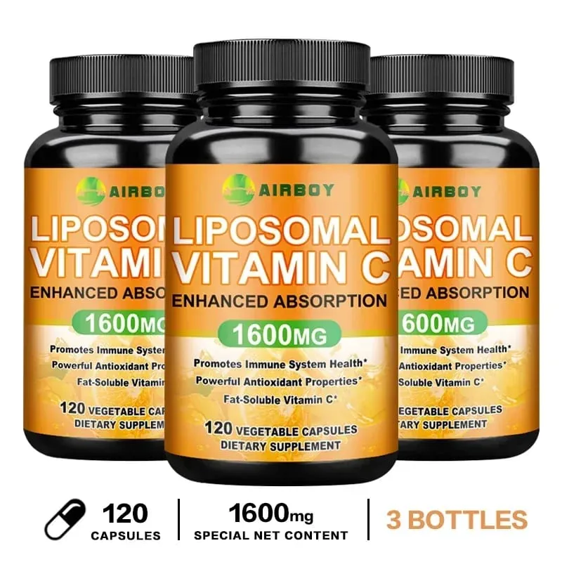 Liposomale vitamine C 1600 mg - Bevordert de productie van collageen Immuunondersteuning Krachtige antioxidant