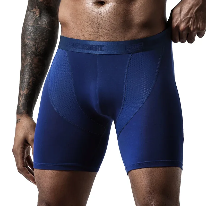 Men's Sports Underwear, Anti-Chafing Modal Professional Running Fitness Tight-Fitting Long-Leg Quick-Dry Extended Boxer Briefs