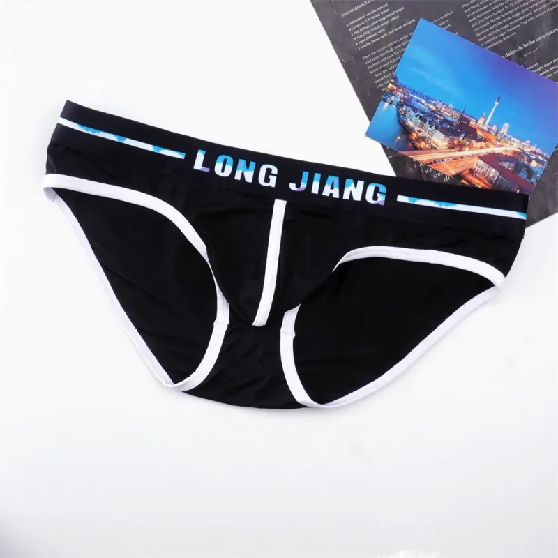 Sexy Men U Convex Underwear Slip Breathable Letters Waistband Ice Silk Briefs Plus Size Male Panties S-XL