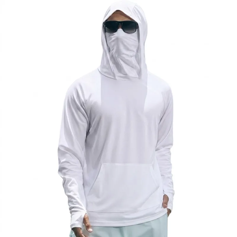 Mens UPF50+ Performance T-Shirt Long Sleeve Summer Hoodie Casual Sun Running Quick Dry Shirts Sunscreen Fishing Ice Silk Tops — image 5