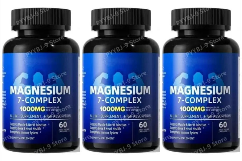 Magnesium 7 Complex Supplement na may Glycinate Citrate Malate Chelate Zinc Vitamin D3 B6 para sa Sleep Muscle Relief 60 Capsules