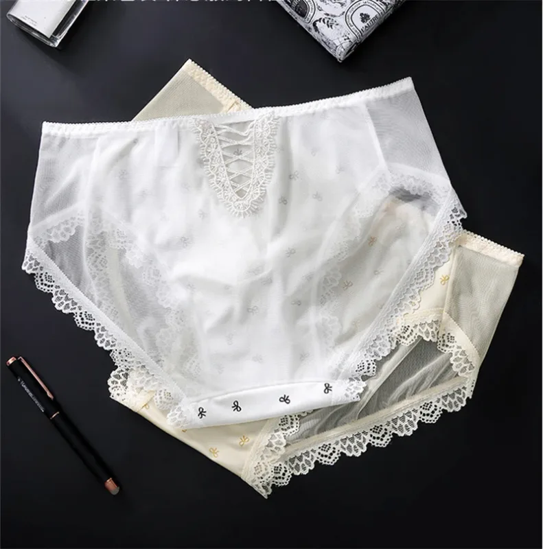 Soft men's underwear bow print lace calzoncillos hombre 3D space adults 18 plus size cueca nude feeling sissy cuecas masculino