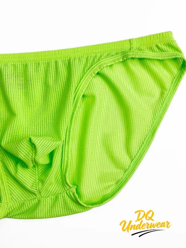 1PCS Men Neon Mesh Bikini Briefs Solid Color Elastic Waistband Multi Color Low Rise U Convex Pouch Breathable Quick Dry BS839