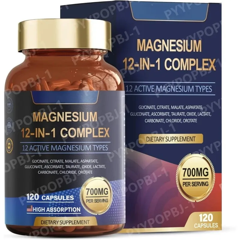 Συμπλήρωμα μαγνησίου 700 mg Complex 12 σε 1 μαγνήσιο με γλυκινικό κιτρικό μηλικό οξείδιο ταυρικό ασπαρτικό οροτικό μαγνήσιο