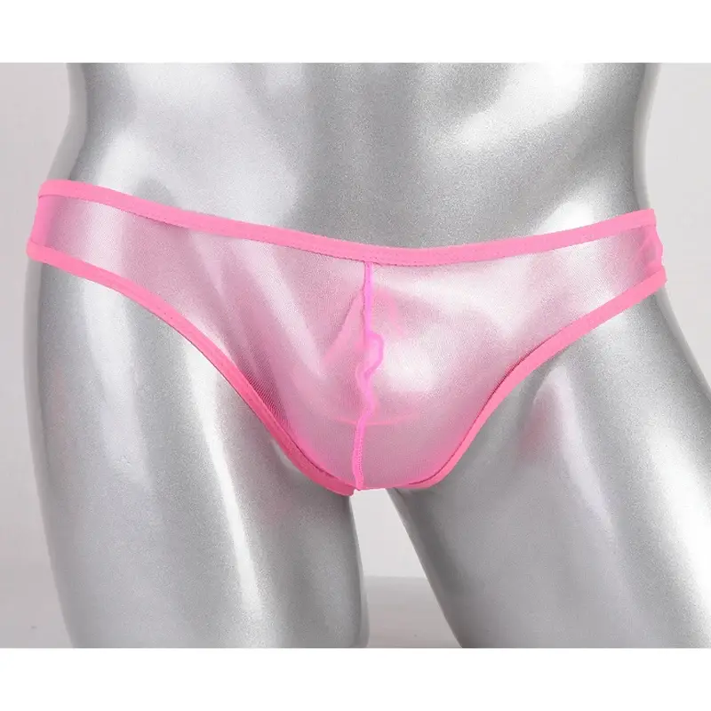 Men's Large Size Low Waist Mesh Briefs, Ultrathin Transparent Underwear, with U Convex Bag, Various Colors Available