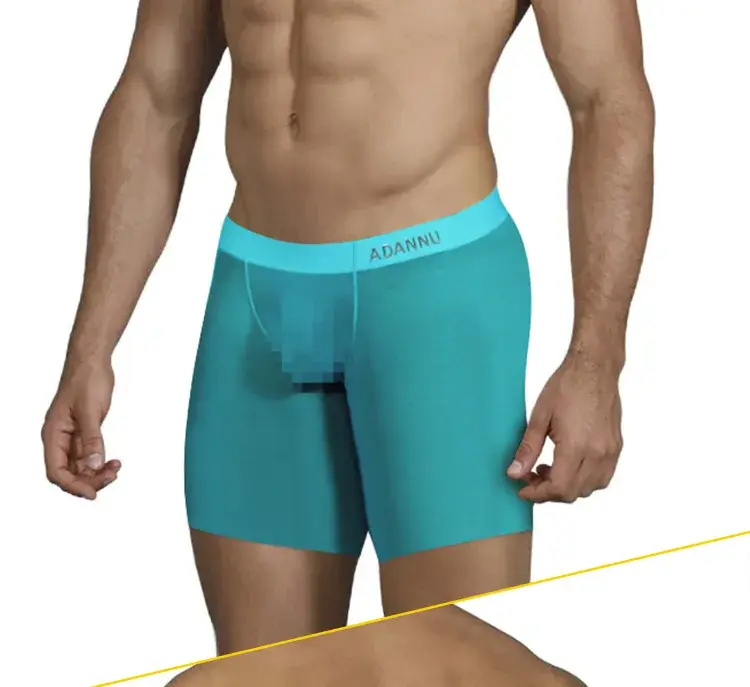 0.01mm Ultra-thin Men Underwear Long Boxer Shorts Cooling Ice Silk Transparent Gym Fitness Underpants Seamless Mesh Slips
