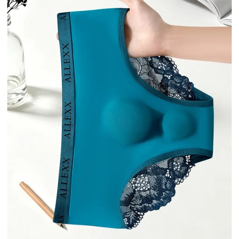 Men's Sexy Briefs Sheer Lace Ice Silk Panties Leopard Printed Letter Sissy Lingerie Bullet Separation Pouch Ultra-Thin Underwear