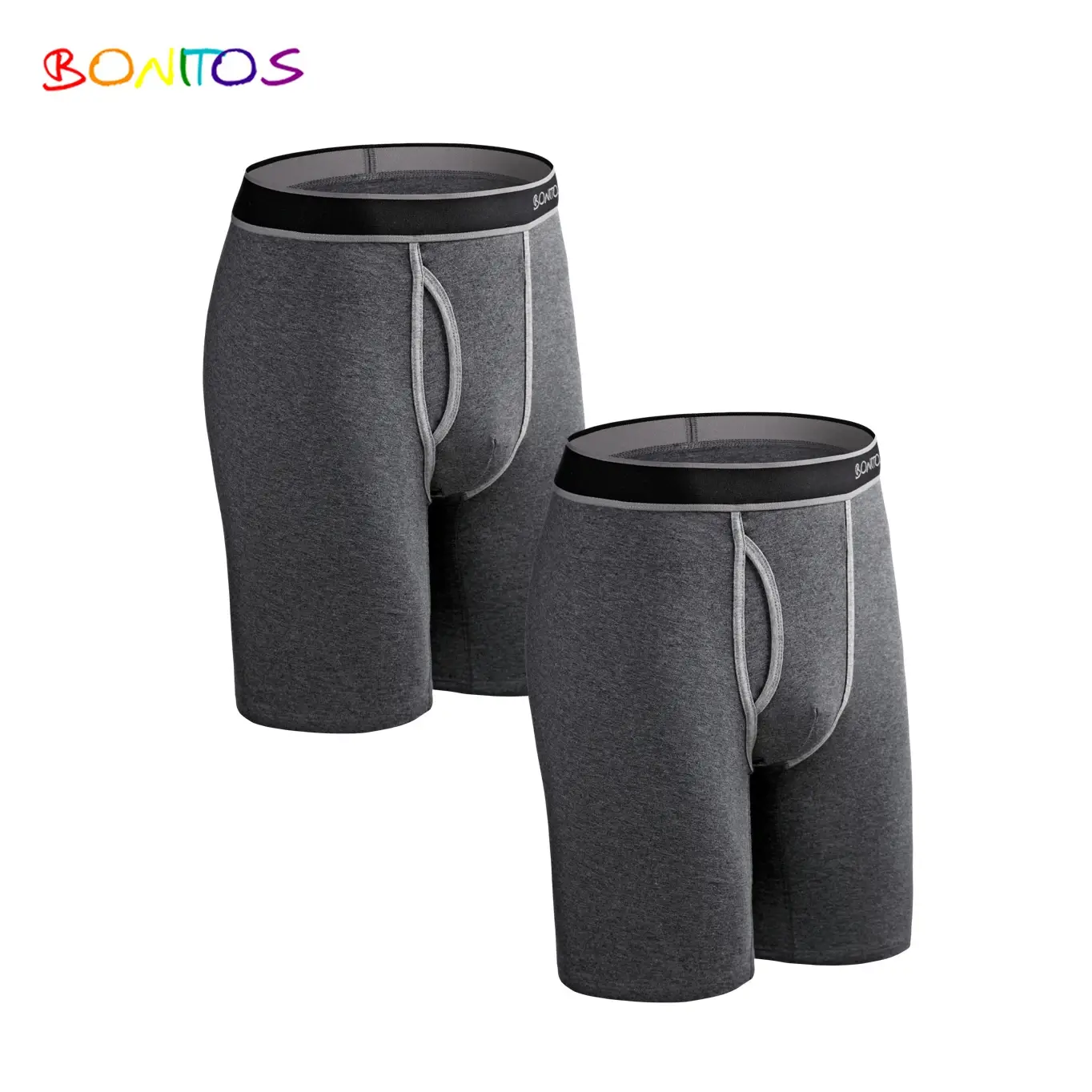 2pcs Pack Long Leg Boxer Shorts Hommes Culottes Kit Homme Slip Boxershorts Slip Sous-Vêtements pour Homme Coton Mâle Sexy Set Box Gym