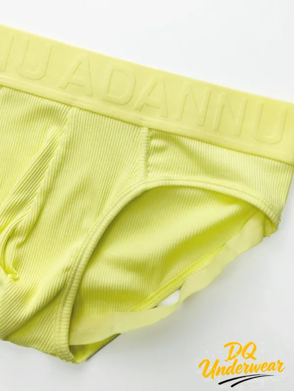 1PCS Solid Color Ribbed Male Briefs ADANNU Embossed Logo Elastic Waist Stretch Comfort Daily Bikini Underpants AD759