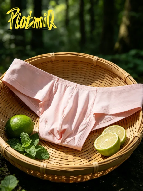 2PCS Low Rise Comfort Men Cotton Briefs Pink Soft Fabric Wide Waistband 3D Support Pouch Moisture Friendly Mens Underwear