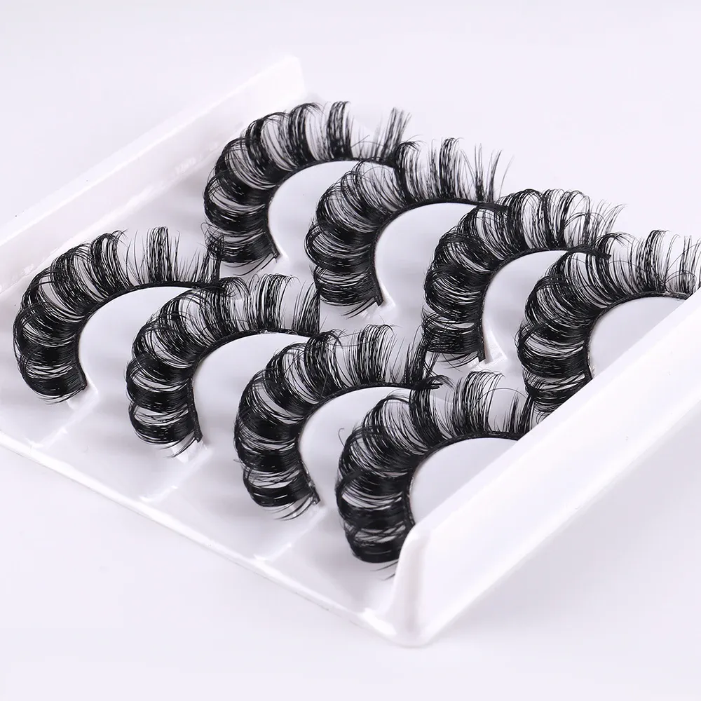 4 ζευγάρια Russian strip Lashes Fluffy Mink Lashes 3D ψεύτικες βλεφαρίδες Ρωσικές βλεφαρίδες όγκου Ψεύτικες βλεφαρίδες